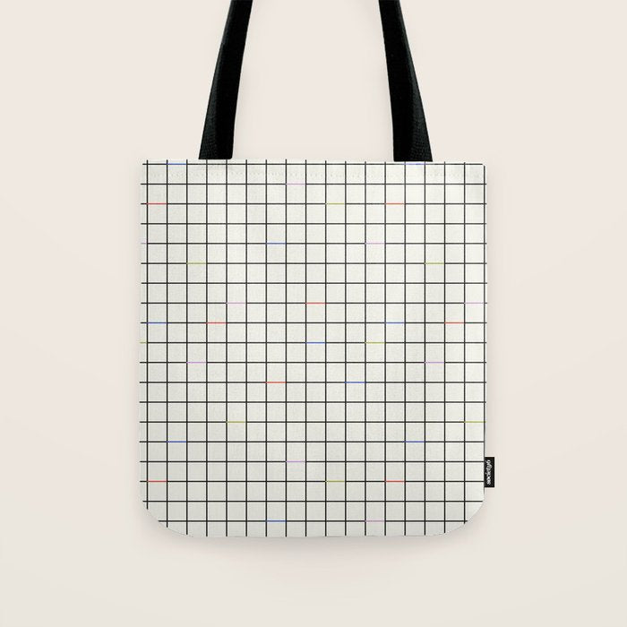 Minimalist Black and Off-White Grid with Color Accents Tote Bag Gallery Image 1