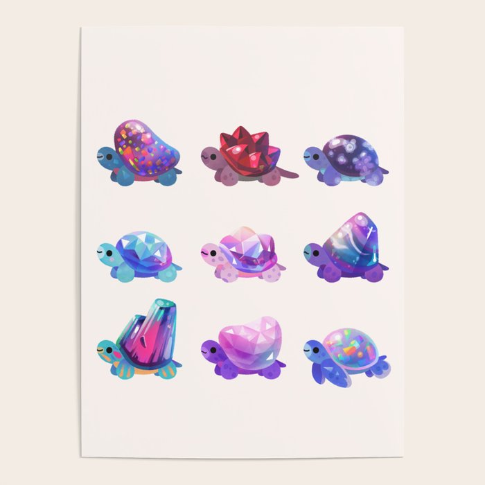 Jewel turtle - pastel Poster Gallery Image 1
