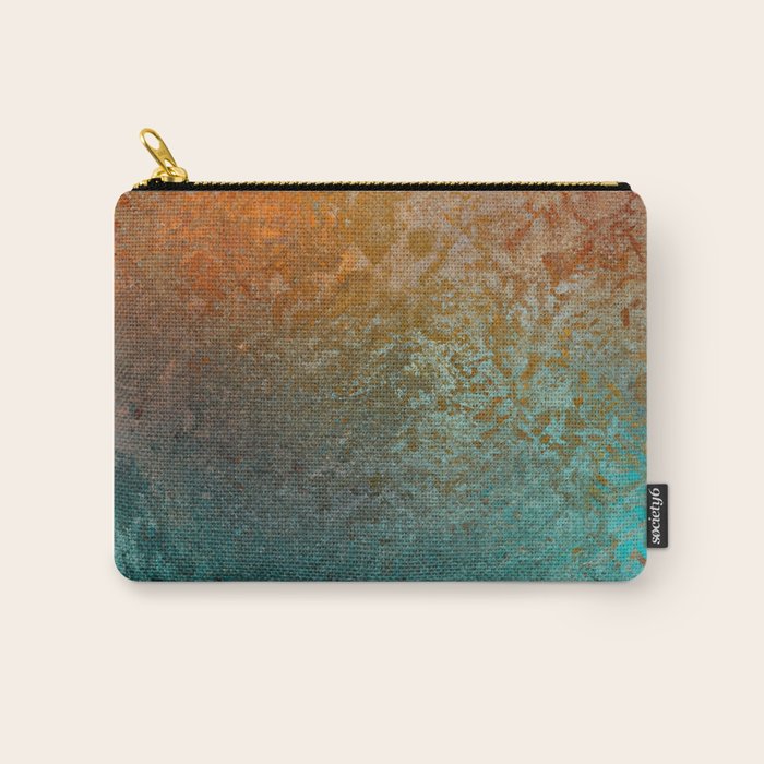 Teal and Copper Rust in Vintage Aesthetic Grunge Carry All Pouch Gallery Image 1