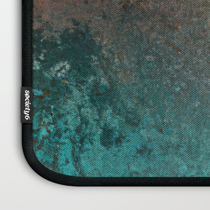 Teal and Copper Rust in Vintage Aesthetic Grunge Laptop Sleeve Gallery Image 3