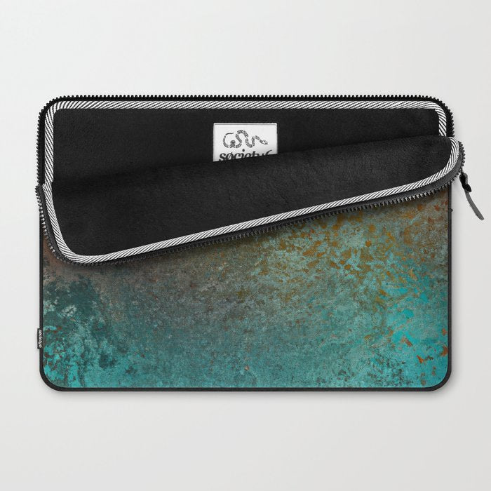 Teal and Copper Rust in Vintage Aesthetic Grunge Laptop Sleeve Gallery Image 2