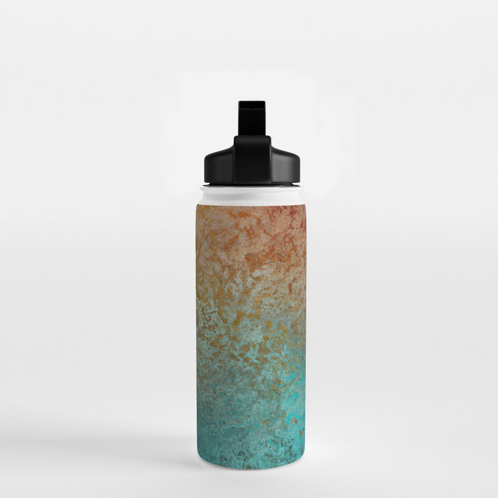 Teal and Copper Rust in Vintage Aesthetic Grunge Water Bottle Gallery Image 2