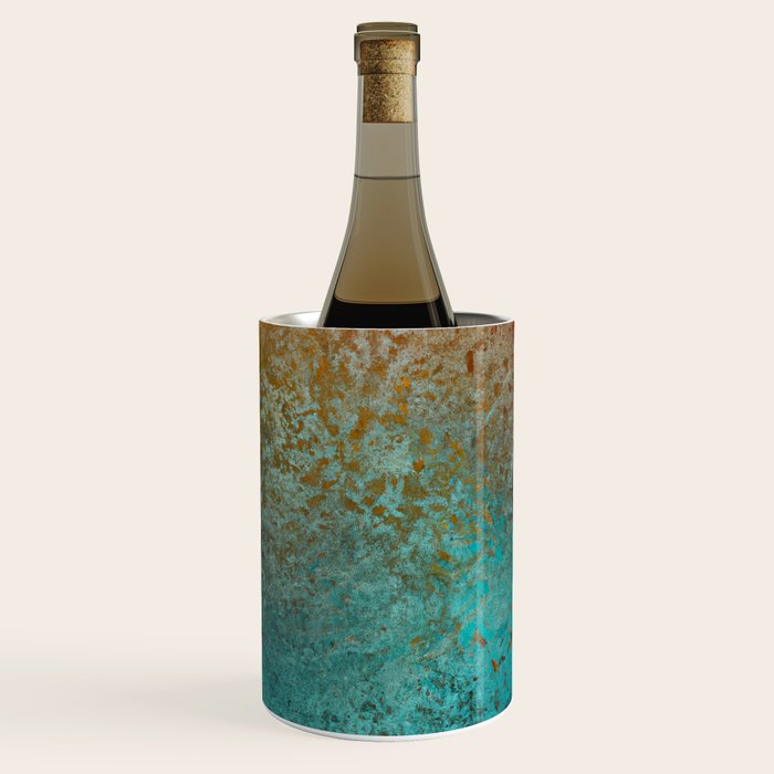Teal and Copper Rust in Vintage Aesthetic Grunge Wine Chiller Gallery Image 3