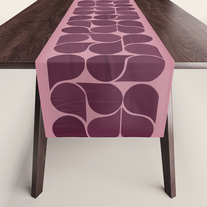 Elegant Burgundy Teardrop Pattern on Mauve Table Runner Gallery Image 1