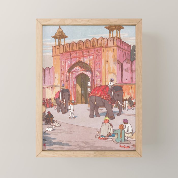 Hiroshi Yoshida, Ajmer Gate, Jaipur, India - Vintage Japanese Woodblock Print Art Mini Art Print Gallery Image 1