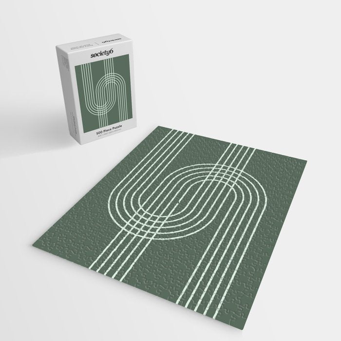 Geometric Lines in Forest Green Jigsaw Puzzle Gallery Image 2