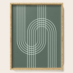 Geometric Lines in Forest Green Serving Tray Gallery Image 1