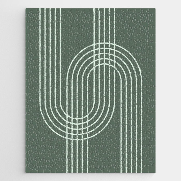 Geometric Lines in Forest Green Jigsaw Puzzle Gallery Image 1