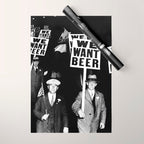 We Want Beer, Black and White, Vintage Prohibition Art Wrapping Paper Gallery Image 1