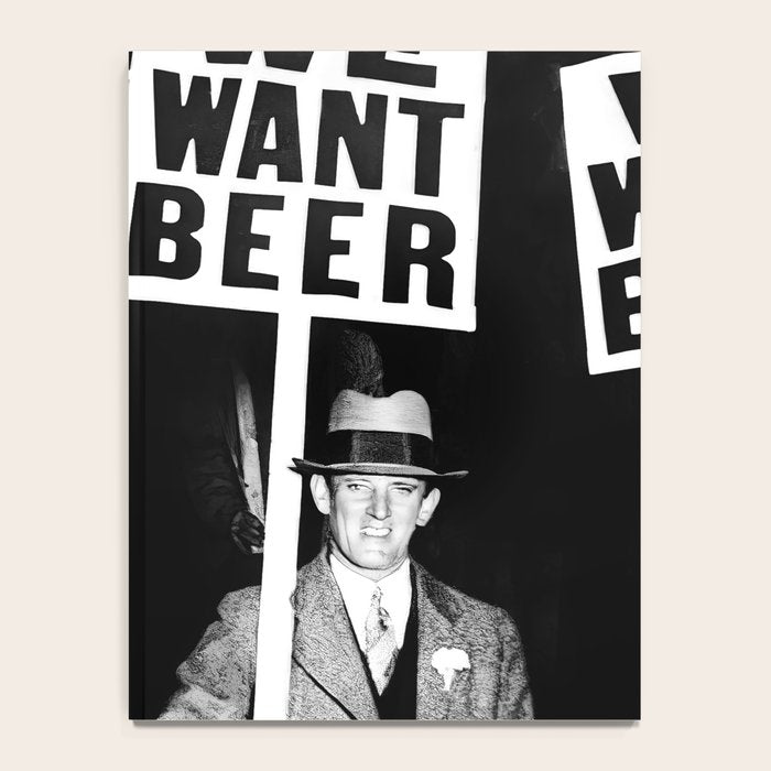 We Want Beer, Black and White, Vintage Prohibition Art Notebook Gallery Image 4