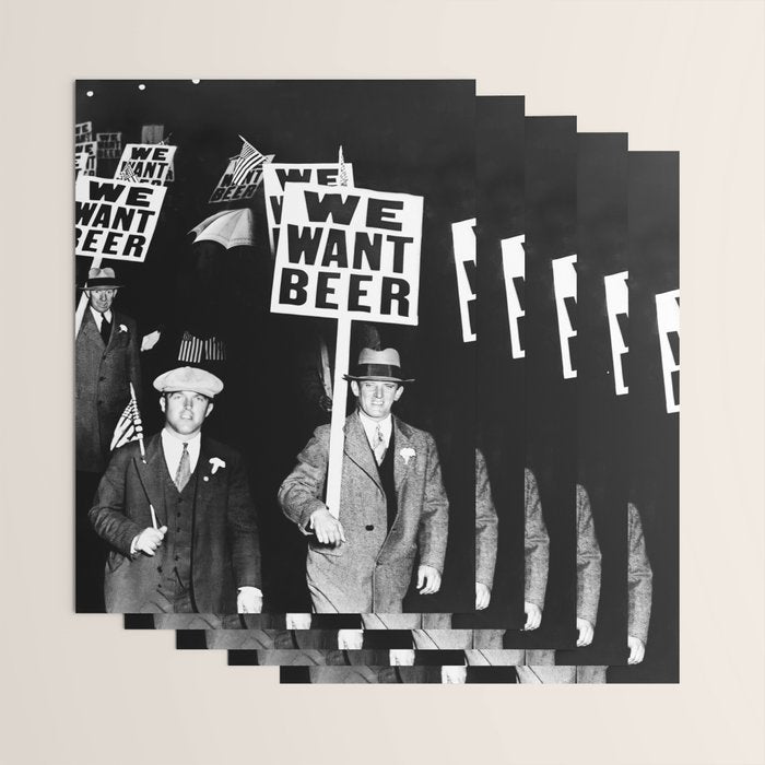 We Want Beer, Black and White, Vintage Prohibition Art Wrapping Paper Gallery Image 3