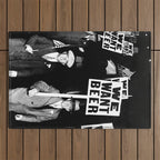 We Want Beer, Black and White, Vintage Prohibition Art Outdoor Rug Gallery Image 1