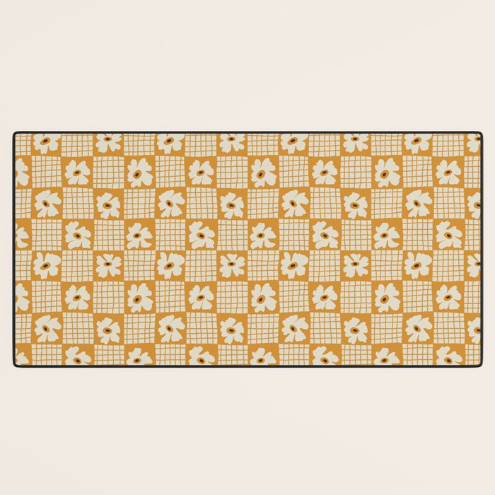 Vintage floral checkered box pattern  Desk Mat Gallery Image 3