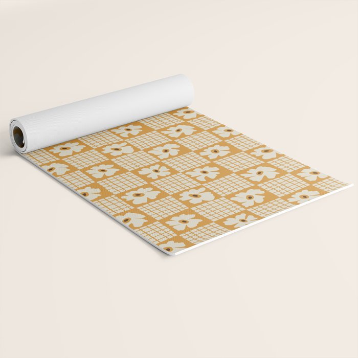 Vintage floral checkered box pattern  Yoga Mat Gallery Image 2