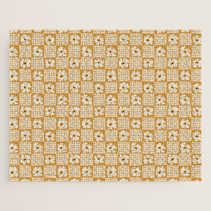 Vintage floral checkered box pattern  Jigsaw Puzzle Gallery Image 1