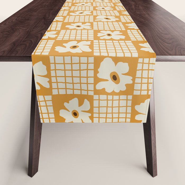 Vintage floral checkered box pattern  Table Runner Gallery Image 1