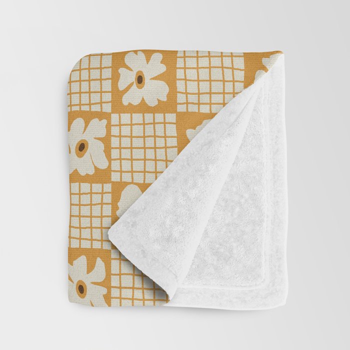 Vintage floral checkered box pattern  Throw Blanket Gallery Image 3
