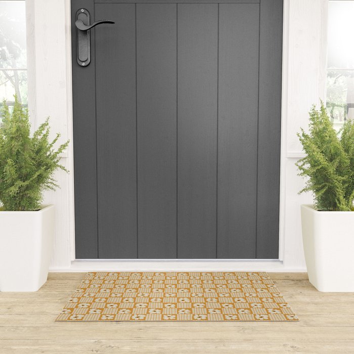 Vintage floral checkered box pattern  Welcome Mat Gallery Image 3