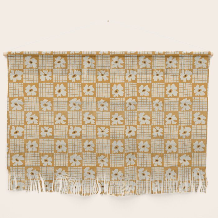 Vintage floral checkered box pattern  Wall Hanging Gallery Image 1