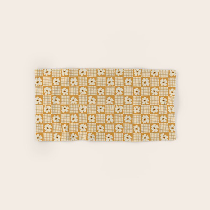 Vintage floral checkered box pattern  Bath Towel Gallery Image 1