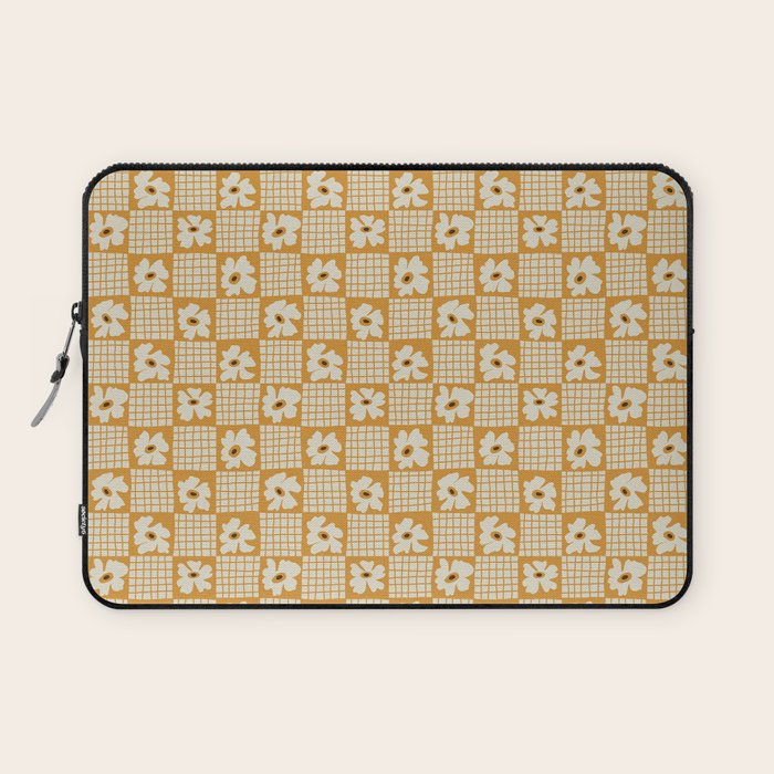 Vintage floral checkered box pattern  Laptop Sleeve Gallery Image 1