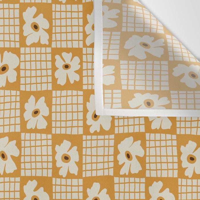 Vintage floral checkered box pattern  Wall Tapestry Gallery Image 3