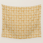 Vintage floral checkered box pattern  Wall Tapestry Gallery Image 4