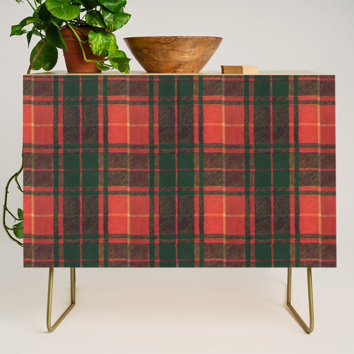 Classic Red Tartan Pattern Credenza Gallery Image 1