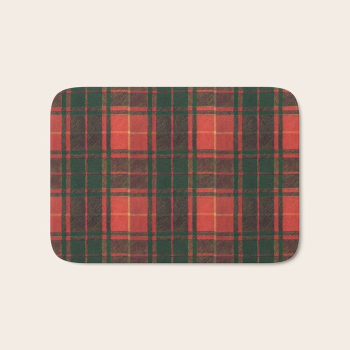 Classic Red Tartan Pattern Bath Mat Gallery Image 1