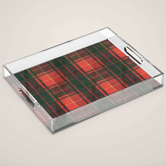Classic Red Tartan Pattern Acrylic Tray Gallery Image 1