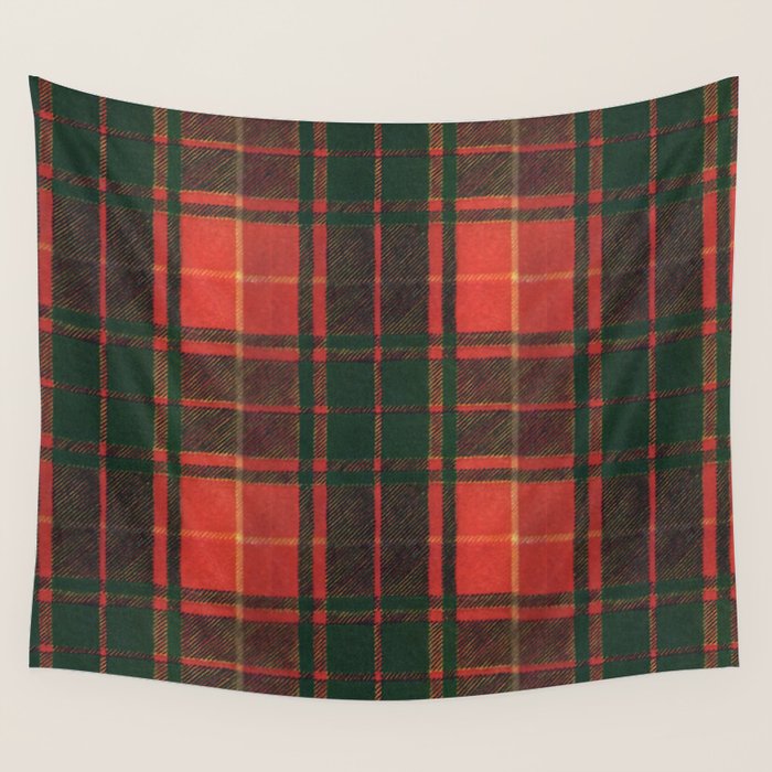 Classic Red Tartan Pattern Wall Tapestry Gallery Image 4