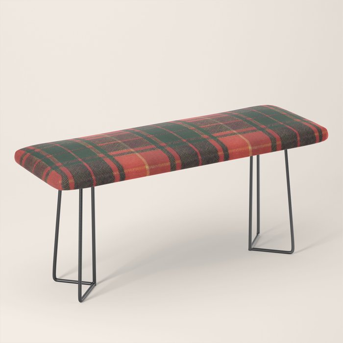 Classic Red Tartan Pattern Bench Gallery Image 1