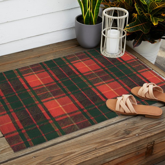 Classic Red Tartan Pattern Outdoor Rug Gallery Image 2