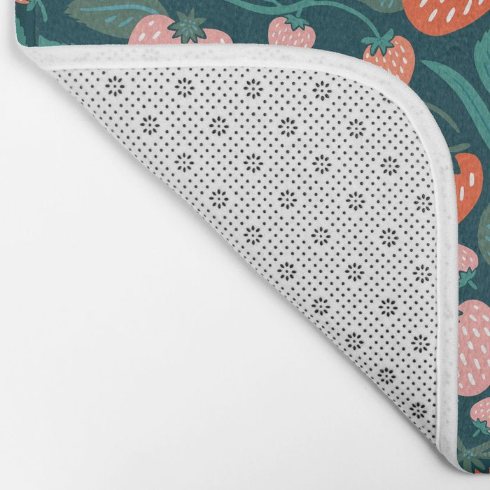Strawberry Fields - Teal Green & Red Bath Mat Gallery Image 2