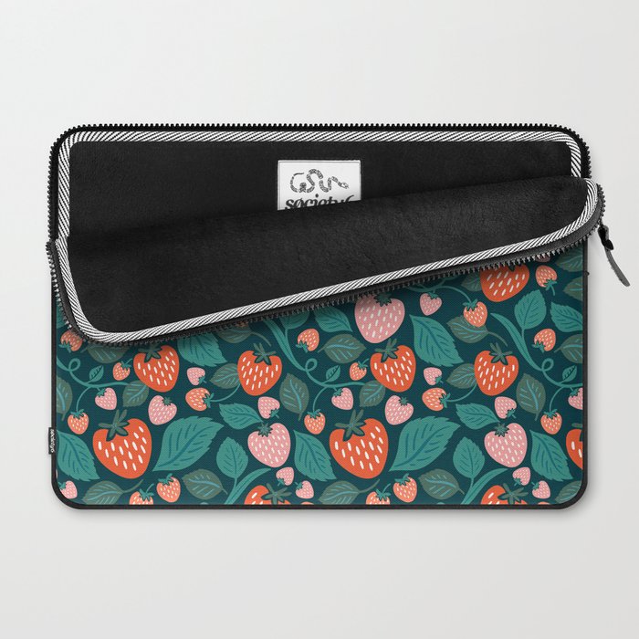 Strawberry Fields - Teal Green & Red Laptop Sleeve Gallery Image 2