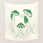 Mushroom Ladies Line Art Wall Tapestry Gallery Image 4