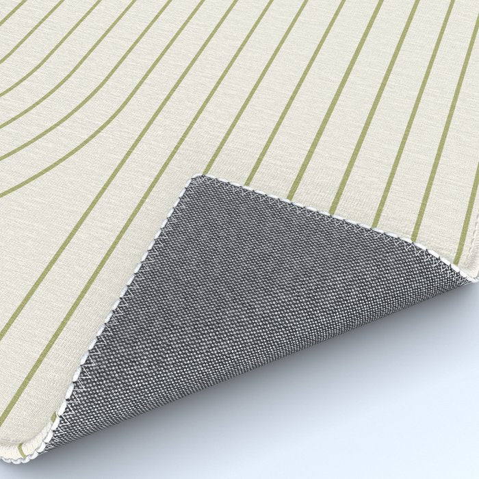 Minimal Line Curvature LXXXVII Creme & Green Mid Century Modern Arch Abstract Rug Gallery Image 4