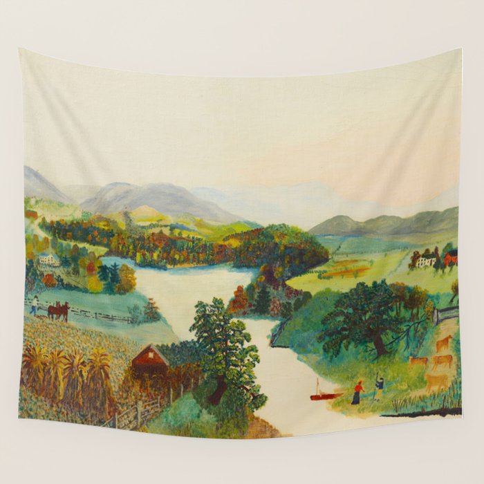 Anna Mary Robertson 'Grandma' Moses Upper Cambridge Valley American Folk Art Wall Tapestry Gallery Image 4