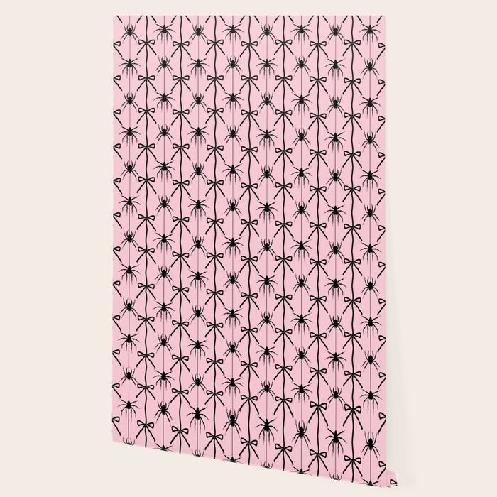 Spider and Bows on Pink Wallpaper Gallery Image 2