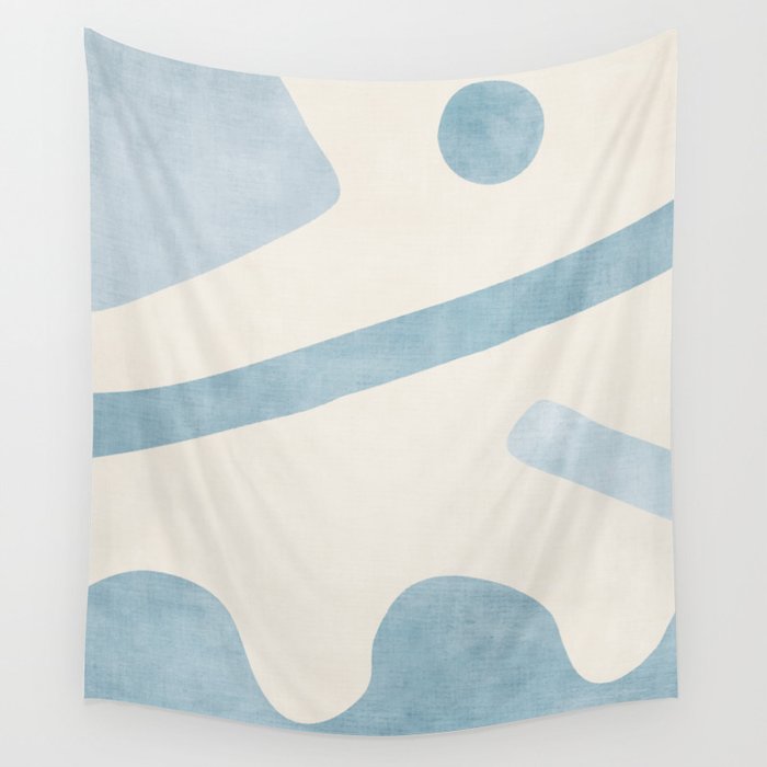 Light Blue Abstract Minimalist Artwork Wall Tapestry Gallery Image 4