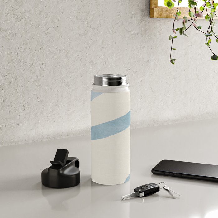 Light Blue Abstract Minimalist Artwork Water Bottle Gallery Image 4