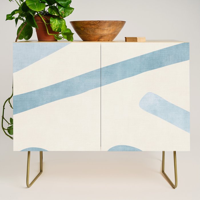 Light Blue Abstract Minimalist Artwork Credenza Gallery Image 1