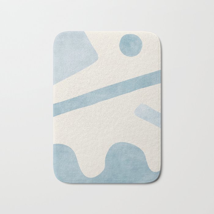 Light Blue Abstract Minimalist Artwork Bath Mat Gallery Image 1