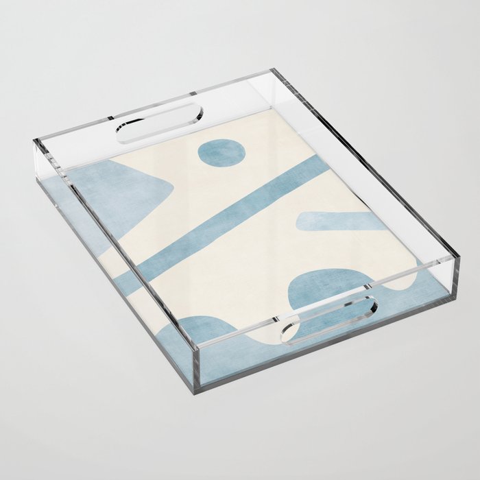 Light Blue Abstract Minimalist Artwork Acrylic Tray Gallery Image 1