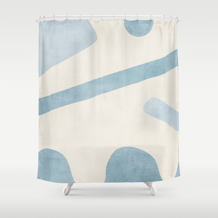 Light Blue Abstract Minimalist Artwork Shower Curtain Gallery Image 1