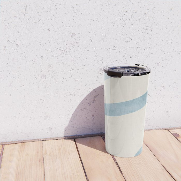 Light Blue Abstract Minimalist Artwork Travel Mug Gallery Image 4