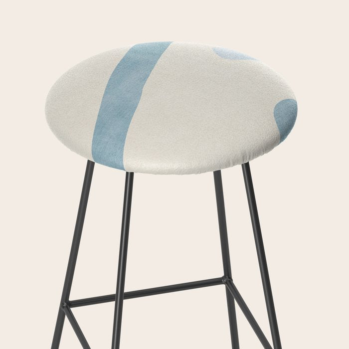 Light Blue Abstract Minimalist Artwork Stool Gallery Image 2
