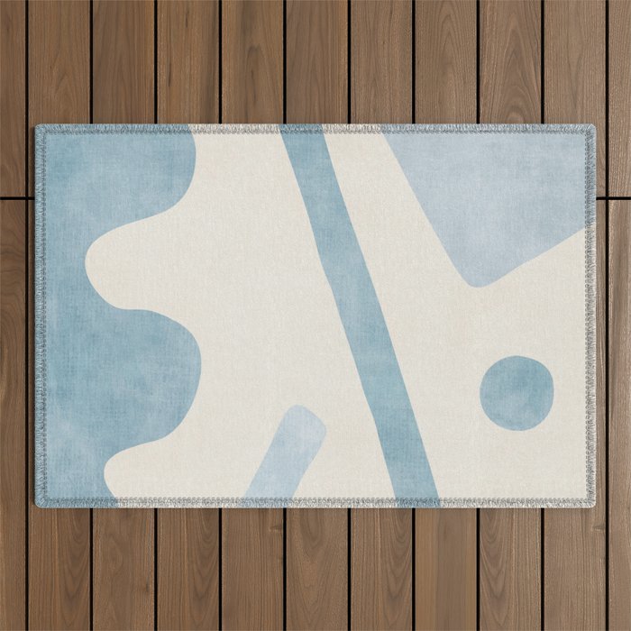 Light Blue Abstract Minimalist Artwork Outdoor Rug Gallery Image 1