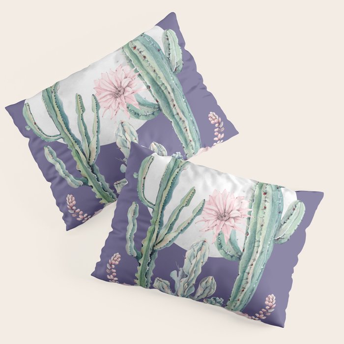 Desert Cactus Full Moon Succulent Garden on Purple Pillow Sham Gallery Image 3