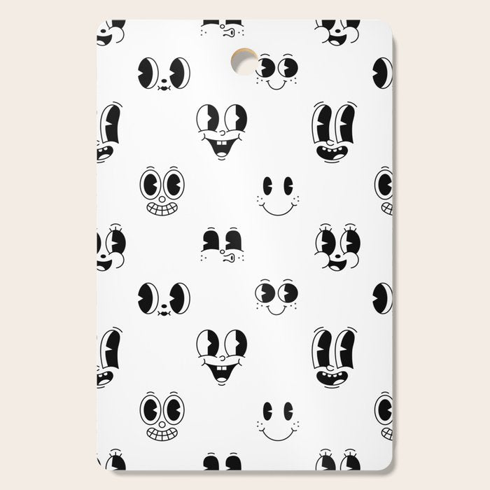 Vintage cartoon mascot face doodle pattern Cutting Board Gallery Image 1